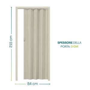 Elegante moderno PVC Bi-Fold porta 215x84 cm bianco con manico magnetico Design elegante - Product Image 2