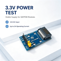 Papan Uji Daya QSFP28 untuk Modul Optik 100G, Pemeriksaan Catu Daya dan Komunikasi I2C pada Perangkat Keras Server Perusahaan