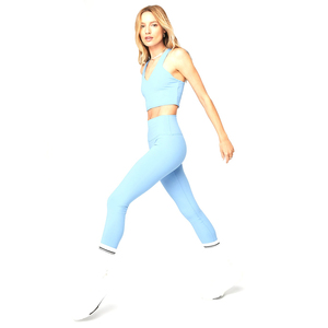 Ensemble de vêtements de yoga personnalisés pour femmes, léger, respirant, vêtements de sport de fitness, comprenant un soutien-gorge de sport, un legging, taille élastique, uni - Product Image 1