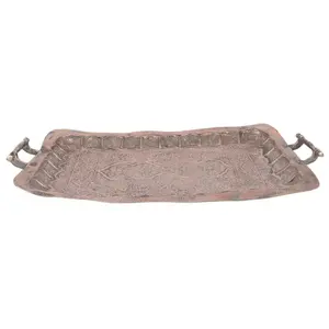 Bandeja de Servir de Cobre Hecha a Mano, Exquisita, para Mesa de Comedor, Sala de Estar o Mesa de Café, Regalos Personalizados y para Ocasiones Especiales - Product Image 1