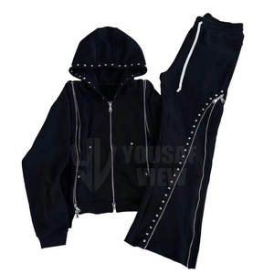 Durable poliéster/algodón cómodo con capucha Casual invierno hombres Rhinestone chándal Regular Fit - Product Image 1