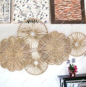 Cesta Colgante de Mimbre Natural para Pared, Decoración de Césped de Mar, Juego Bohemio, 5 Cestas de Arte PARA EL Hogar, Plato Colgante de Pared de Bambú para Boda - Product Image 2