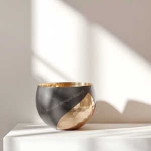Porte-bougie votif en métal martelé noir et or Design ondulé pour les maisons modernes uniques, les cadeaux de mariage ou les événements - Product Image 6