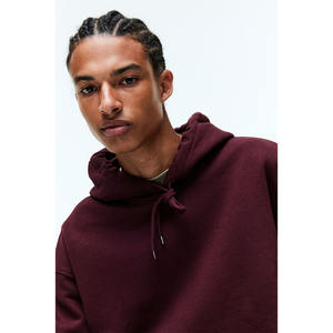 Sudadera con capucha de gran tamaño para hombre, sudaderas básicas en blanco con logotipo personalizado, forro polar grueso térmico, 100% algodón, Color negro liso - Product Image 4