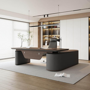 Tan Engineered Wood <b>L</b>-<b>Shaped</b> Height Adjustable <b>Standing</b> <b>Desk</b> for Executive Office and Home Study - Product Image 1