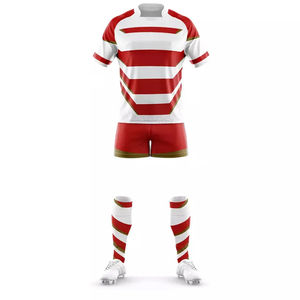 Ensemble de vêtements de rugby unisexe grande taille en gros pour OEM – Maillot à manches courtes et débardeur entièrement imprimés, respirants, écologiques et personnalisables - Product Image 1