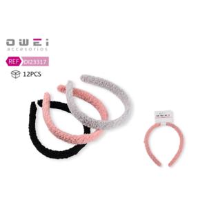Diadema de felpa de colores mezclados Accesorio para peinar el cabello con estilo - Product Image 1