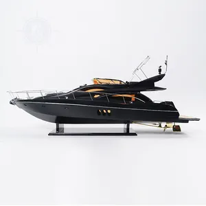 Manhattan Sunseeker 64 BlackModel Ship Handcrafted Wooden Replica with Display Stand, Collectible, Decor, Gift, Wholesale
