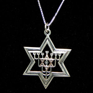 14K &. In argento Sterling 925 stella di David ciondolo su una scatola catena belle collane - Product Image 3