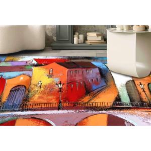 Colorful City Painting <b>Rug</b>, Printed <b>Rug</b> for Modern Home Decor,<b>Chenille</b> <b>Rug</b> - Product Image 1