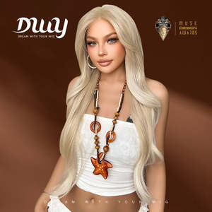 Perruque synthétique Lumi-DWY 136 blond platine ondulée avec raie libre et dentelle transparente sur le devant - Product Image 3