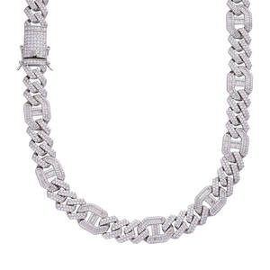Style Premium Iced Out Miami Cuban Link Chain Moissanite Diamond Hip Hop Jewelry Collier en argent 925 - Product Image 1