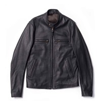 Offre Spéciale offre de paragon vêtements veste en cuir gonflé en cuir de vachette uni noir, veste en cuir de vachette vierge OEM à l'intérieur de la fourrure