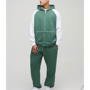 Nuevos conjuntos de chándal deportivo para hombre, conjuntos de Jogger con cremallera frontal, chándal de lana de algodón 100% para hombre - Product Image 1