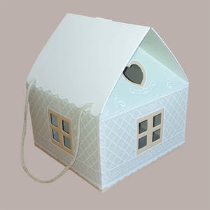 5 uds Casa de cartón verde con cordones 245x245H150mm caja de regalo de Navidad para 1kg Panettone suministros de vacaciones - Product Image 3