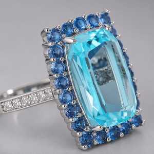 Anello da Donna in Lega Azzurra con Rettangolo Lungo, Gioiello Classico da Zhejiang - Product Image 2