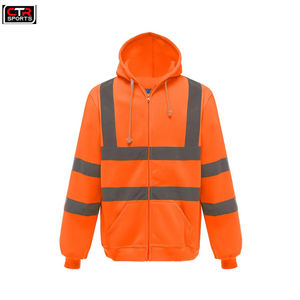 High Quality Custom Hi Vis Security Workwear <b>Hoodie</b> for <b>Men</b> Reflective Construction Zip-up Waterproof Plus Size Workwear - Product Image 3