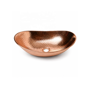 DIVRIS NJC-2012 Lavabo vasque moderne en cuivre martelé fait main, surface polie, facile à nettoyer, à poser sur comptoir - Product Image 1