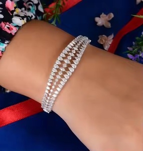 Handmade 18K White <b>Gold</b> Wedding Anniversary <b>Bracelet</b> Classic Style Natural Diamond <b>Bangle</b> <b>Rose</b> <b>Gold</b> Best Party Wear for Wives - Product Image 3