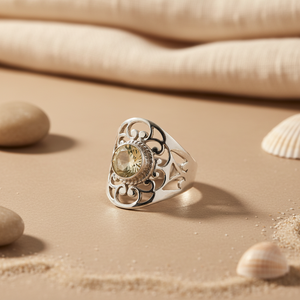 Anillo Romántico de Plata 925 para Mujer con Piedra Preciosa de Citrino y Granate, Chapado en Rodio, Joyería Fina, Estilo de Anillo Sencillo para Hombre - Product Image 1