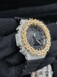 Reloj Unisex de Lujo en Plata 925 con Bisel de Diamantes Moissanite VVS, Estilo Espinas Heladas para Bodas y Fiestas - Pantalla Digital, Joyería Hiphop - Product Image 3