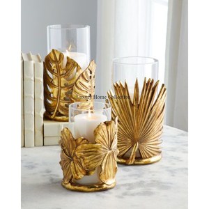 Portavelas de cera decorativa Royal Villa y soporte votivo o soporte Base de color dorado y parte superior hecha de vidrio para exhibición de velas - Product Image 4