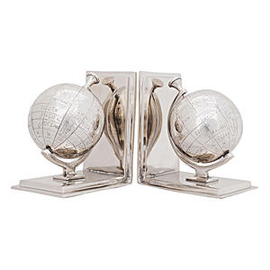 Ensemble de deux serre-livres en aluminium, globe terrestre décoratif, affichage de la carte du monde, 17,1Lx11,4Lx19,7H cm - Product Image 2