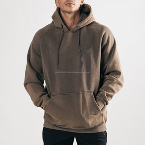<b>Men's</b> 500gsm Heavyweight Pullover <b>Hoodie</b> 100% Cotton <b>Black</b> Blank Fleece Custom Oversized Sweatshirt Factory Direct - Product Image 6