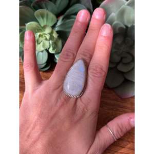 Reda Galvan Men's <b>Couple</b> <b>Ring</b> Moon Stone Sterling Silver Geometric Pattern Vermeil Platinum Setting Size 7.75 Everyday Wear - Product Image 2