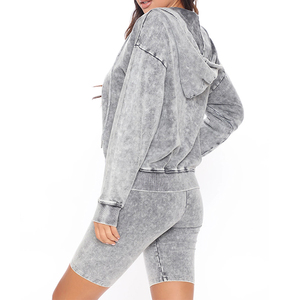 Ensemble décontracté 2 pièces pour femme de haute qualité, sweat à capuche oversize en coton délavé et haut long uni pour l'hiver 2026 - Product Image 2