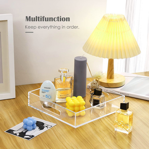 Bandeja de servicio de acrílico transparente ligera personalizable con asas de bordes elevados Bandeja de comida ecológica para eventos de entretenimiento - Product Image 5