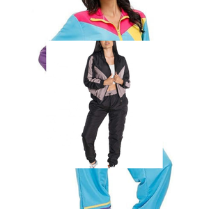 Conjunto cortavientos de 2 piezas atractivo de alta calidad para mujer para invierno logotipo personalizado y chándales de colores de contraste OEM - Product Image 6