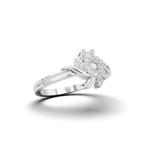 Anillo floral hecho a mano en plata para ella con diamantes redondos de moissanita de 0,18 quilates, con pavé infinito de diamantes redondos hechos a mano - Product Image 6