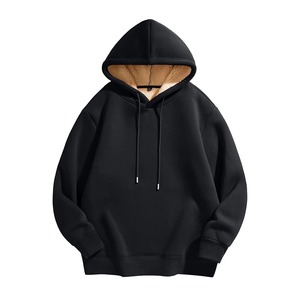Pull-over à capuche grande taille de haute qualité pour hommes hiver essentiel en toile de polyester et coton Streetwear solide avec logo personnalisé - Product Image 4