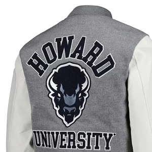 Veste universitaire vintage personnalisée Howard University, patchs brodés HBCU, fermeture à double boutonnage, toile imperméable lavée - Product Image 5