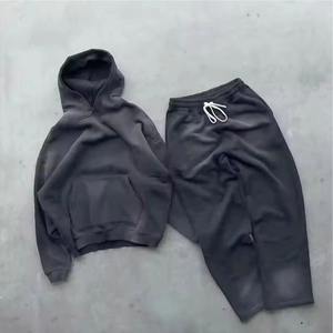 Wholesale Acid Wash 100% Cotton Terry Track Suits Custom Oversized Zip Men's Hoodie and <b>Sweatpants</b> <b>Sets</b> - Product Image 6