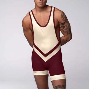 OEM Customized 100% Polyester Maroon <b>Wrestling</b> Singlet Plus Size New Design Sportswear with Digital Printing - Product Image 3