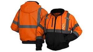 Veste de sécurité réfléchissante orange haute visibilité XX-Large Capuche attachée en coton et polyester imperméable Logo réfléchissant personnalisable - Product Image 4