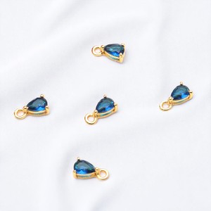 Prong Setting <b>Gold</b> Plated 5x3 MM Pear Sapphire Gemstone Connector <b>Charms</b> Single Bail Connector for <b>Bracelet</b> Making - Product Image 1