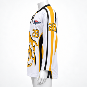 Maillot de hockey sur glace en maille respirante 100 % polyester, anti-humidité, col en V, manches longues, durable, séchage rapide, pour l'entraînement sportif (vente en gros) - Product Image 4
