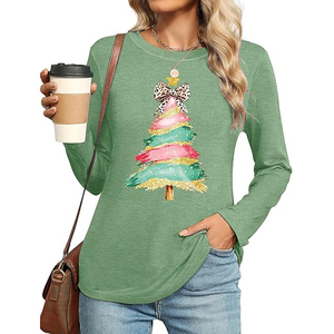 T-shirt en tricot à imprimé numérique pour femmes, couleurs tendance, tissu doux et confortable, style décontracté, mode moderne, haut élégant - Product Image 3