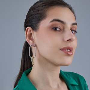 Trendy Geometric Drop <b>Earrings</b> 184071 Made From Durable Zinc Alloy - Product Image 1