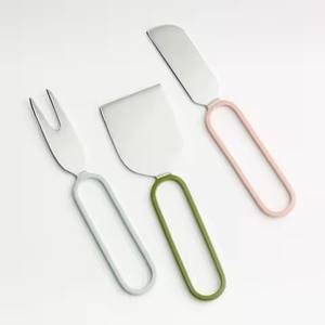 Ensemble de serveurs à fromage en métal design avec poignée décorative en pierre Outils à fromage en acier inoxydable Trancheuse pour offrir - Product Image 4