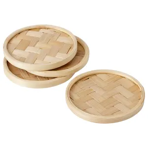 Natural Bamboo Strips Pattern Coaster High Quality Most Popular Product Unique Design Hot Selling Made In India