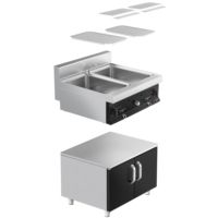 Cuiseur à pâtes électrique professionnel - Double cuve - Autonome - 2x 26L - 12kW - avec robinet de vidange - sur base de meuble - 2 portes - 700mm