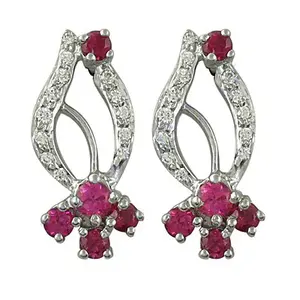 Pendientes de Oro Blanco y Amarillo con Rubí y Diamantes para Mujer - Oro de 14k y 18k - Product Image 2