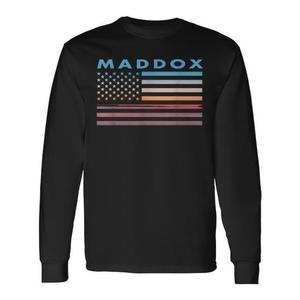 T-shirt vintage a maniche lunghe con bandiera americana Sunset, design promozionale Maddox Maryland - Product Image 1