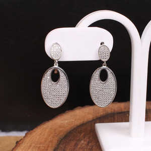 Pendientes de Aro de Plata de Ley 925 al por Mayor con Circonita Cúbica - Product Image 2