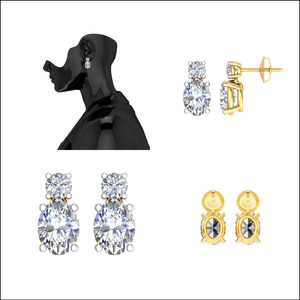 Boucles d'oreilles en or massif 18 carats avec diamants cultivés en laboratoire, coupe ovale VS1, clarté, or blanc pour la fête des femmes, exportateur indien certifié IGI - Product Image 5