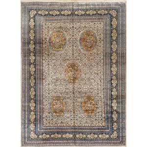 Tapis en laine noué à la main Aalam Blue Pae-5660, motif floral, rectangulaire 9x12, tapis de salon pour adolescents, décorations de couloir - Product Image 1
